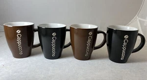 (4) Home Basics Black & Brown 11oz Mugs Cappuccino - Picture 1 of 7
