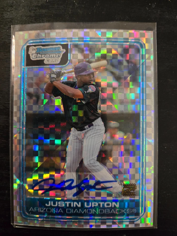 Bowman Chrome Justin Upton X-Fractor 2006 autógrafo automático primera radiocontrol novato #D/225 Foto 1 de 2
