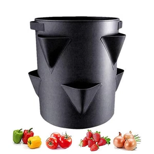 1X Strawberry Planters Outdoor Garden Planting Pots With 6 Side Grow Pockets US - Picture 1 of 12