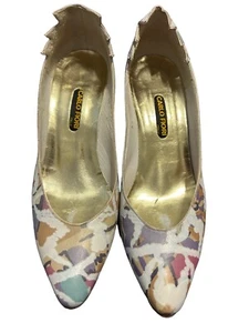 Zapatos de salón Carlo Fiori vintage tacones cuero pastel rosa bronceado blanco talla 6,5 - Imagen 1 de 9