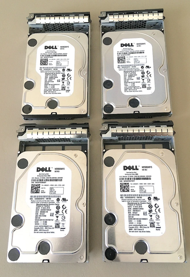 LOT (6) Dell 250GB & 500GB 7200 RPM HDD - 4 X 500GB (M020F) - 2 X 250GB (H962F)  - Image 1 of 4