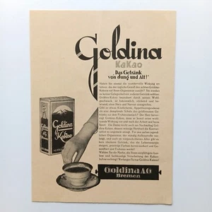 1929 Goldina Kakao Bremen Werbeanzeige Werbung Reklame - Picture 1 of 1