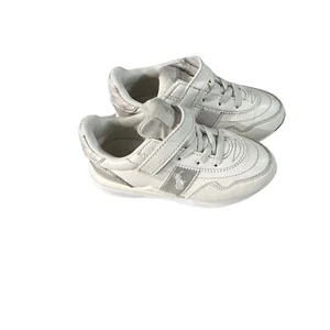 Polo Ralph Lauren Train 89 Metallic PS Sneakers – Toddler Size 10 – White/Silver - Picture 1 of 8