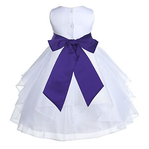 WHITE FORMAL FLOWER GIRL DRESS PAGEANT EASTER HOLIDAY ORGANZA BIRTHDAY RECITAL