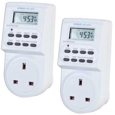 2 x Timers Digital Electronic LCD Mains UK 13A Plug Daily Weekly Program - Image 1 of 3