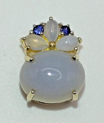 375 Gelbgold Anhänger mit Chalzedon und Iolith - Bild 1 von 3