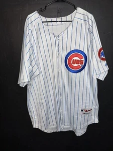 VTG Geovany Soto #18 Chicago Cubs Jersey Men’s 56 2XL MAJESTIC SEWN Pinstriped - Picture 1 of 6
