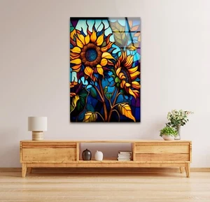 Arte de pared de vidrieras de girasol - Imagen 1 de 8
