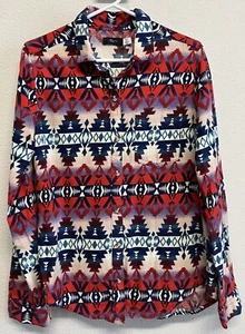 Camisa BDG Franela Beacon Estampado Azteca Abotonada Para Mujer Talla S Roja - Imagen 1 de 9