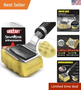 Spazzola Grill Senza Setole Manico Acciaio Inox BBQ Pulitore Raschietto Strumento - Foto 1 di 9