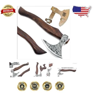 Handmade Viking Bearded Axe with Leather Sheath - Perfect Camping Companion - Picture 1 of 8