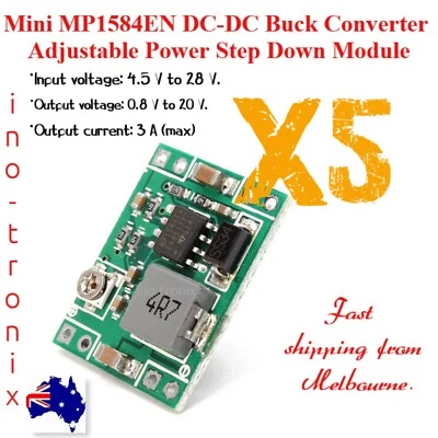 MP1584EN Ultra-small 3A DC-DC Adjustable Step-down Power Supply Module - 5pcs - image 1 of 4