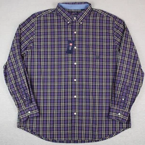 Chaps Easy Care Long Sleeve Button Down Shirt Mens XXL Purple Cotton Poly NEW - Picture 1 of 8