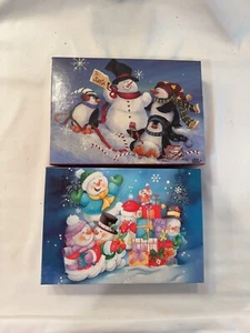 Set of 2 Springbok Puzzles Frosty Christmas Penguins Playtime 60 Piece Complete - Picture 1 of 6