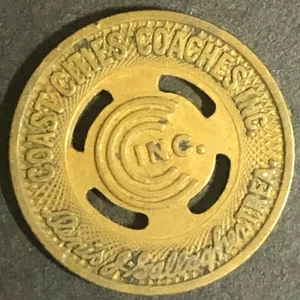 c1937 16mm Coast Cities Coaches G/F One Fare Token Asbury Park, NJ (1167) - Picture 1 of 2