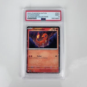 2023 Pokemon SVP Charmander Cosmos-Holo 151 Poster Collection #047 PSA 9 MINT - Picture 1 of 5