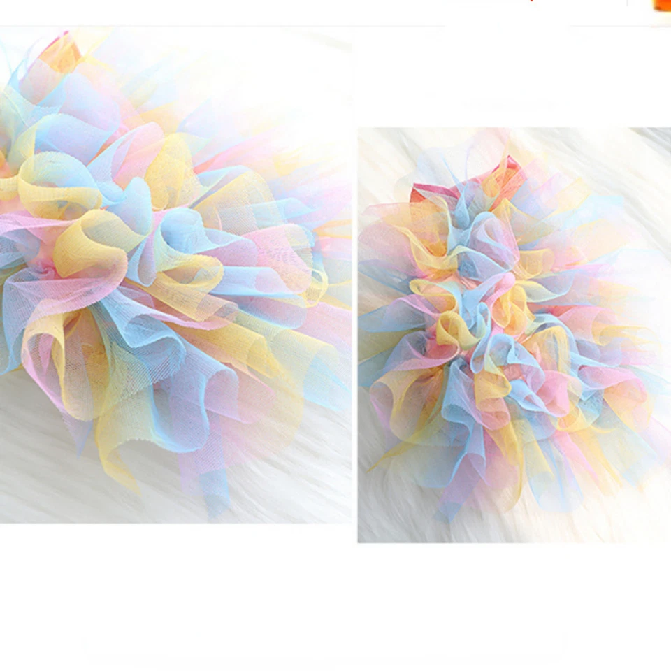 Mesh Lace Pet Dog Cat Princess Dress Strappy Rainbow Tutu Party Puppy Small - Image 1 of 4