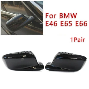 Pair For BMW E46 E65 E66 330Ci 745i 750i 750Li 760i Gloss Black Mirror Cover Cap - Bild 1 von 6