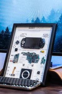 Disassembled PSP 1000 Teardown With Frame, Deconstructed Game Device PSP Art - Picture 1 of 15