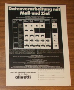 Seltene Werbung OLIVETTI Computer DSP Daten-System-Planung #5 1972 - Picture 1 of 1