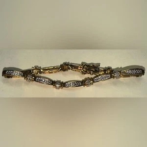 Signed RSE Seeman Sterling 925 Gold Wash Vermeil Micro Pave CZ Bracelet 7in 5mm - Picture 1 of 9