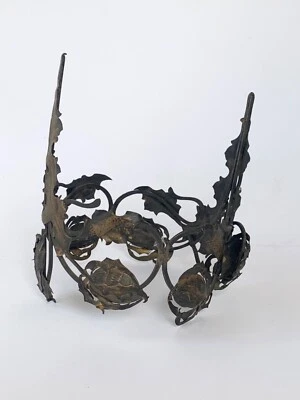 Ancienne couronne en laiton patiné chardons période art nouveau - Photo 1/4