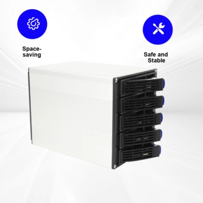 HDD Enclosure Hot Swap Cage 5-Bay 3 x 5.25" Drive Bays 5x SATA 3.5"/2.5"Sas HDD - Image 1 of 4