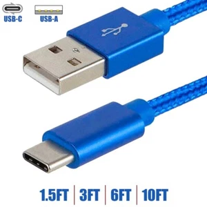 1.5 3 6 10FT USB-C 2.0 Type-C to USB-A Sync Data Fast Charge Cable Braided Cord - Picture 1 of 5