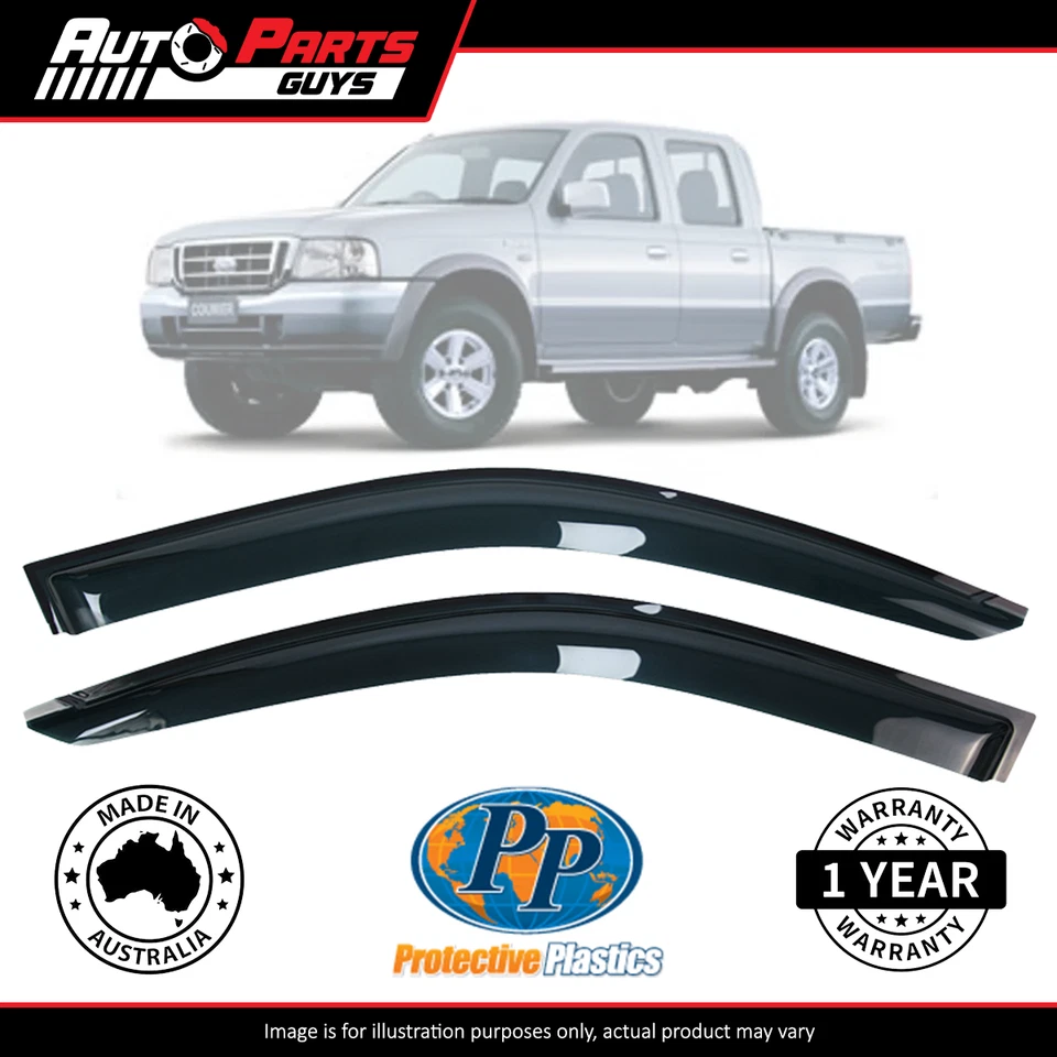 Front Pair Slimline Dark Tint Weathershields fits Ford Courier PE PH 1999 - 2006 - image 1 of 4