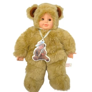 Anne Geddes 1997 braun Baby Teddybär Plüschpuppe Vintage braune Augen 16 Zoll  - Bild 1 von 6