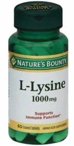 Nature's Bounty L-Lysine 1000 mg Immune System Support Supplements Tablets 60 - Picture 1 of 1