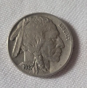 1937 D Buffalo Nickel Double 9 & 3 RM885 - Picture 1 of 3