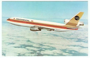 1970's CONTINENTAL AIRLINES Douglas DC-10 Advertising Promotional Postcard - Picture 1 of 2