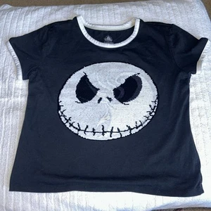 Disney Nightmare Before Christmas Jack Skellington Flip Paillettes Camicia Bambina Lg - Foto 1 di 9