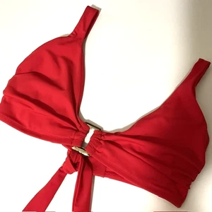 Talla M Heidi Klein Para Mujer Rectángulo Plunge Bikini Top Traje de Baño Rojo Con Aros - Imagen 1 de 6
