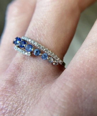 Le Vain 14k White Gold Sapphire  Ring with Diamonds - Image 1 of 4