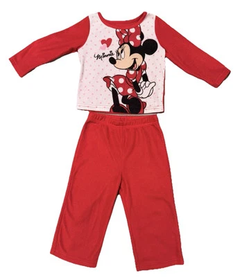 Minnie Mouse 迪士尼 学步儿童 女孩 2T FLANNEL 睡衣 2 件套 裤子 上装 二手状况完好 — 第 1/4 张图片
