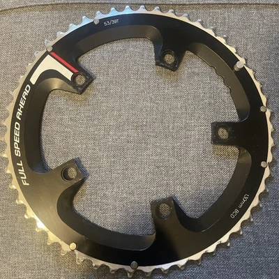 Full Speed Ahead Super Road Chainring 53T 130mm BCD 5-Bolt Aluminum Black/Silver - Image 1 of 4