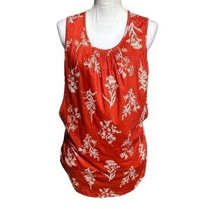 EKOUER Nursing Maternity Tank Top Medium Burnt Orange Sleeveless Floral Tunic - Picture 1 of 10