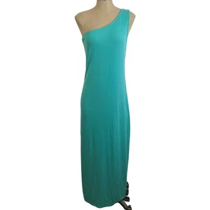 Free People Strand Gr. L türkis Maxi One Shoulder Kleid mit Rückenausschnitt Neu mit Etikett - Bild 1 von 10