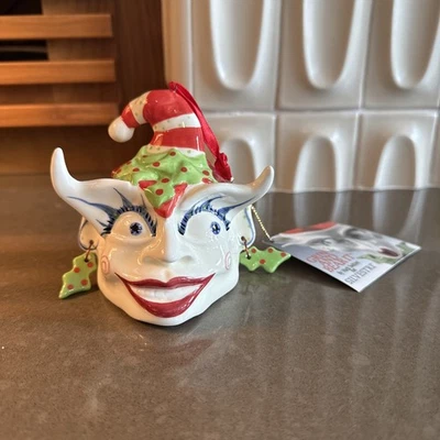 Vintage Silvestri Mark Switzer Keramik Elfe Weihnachtsglocke Ornament Grinsen Neu! - Bild 1 von 4