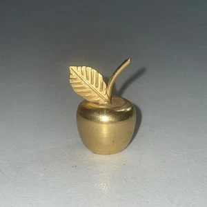 Vintage Miniature 1" Gold Tone Weighted Metal or Brass Apple Figurine Decor - Picture 1 of 3