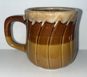 Vintage Braun Gelb Tropfglasur Kaffeebecher Taiwan Tee Swirl 70er Retro - Bild 1 von 5