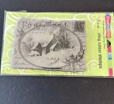 Stampendous Snowy Postcard Collage Cling Unmounted Rubber Stamp CRR143 - Image 1 of 4