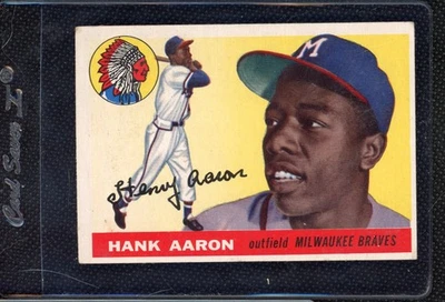 1955 Topps No47 Хэнк Аарон 2-й год VG-EX без складок. - Изображение 1 из 2