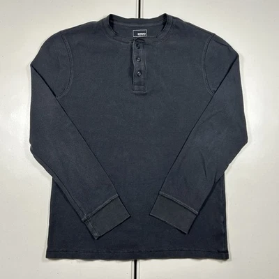 Sonoma Black Henley Long Sleeve Thermal Shirt Men's Size Large Skate Grunge y2k - Image 1 of 4