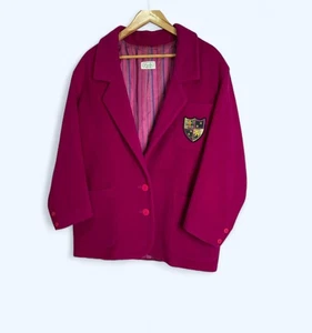 BENETTON Italian Wool High End Luxury Womens Pink Coat Jacket UK 18/20 US 14/16 - Picture 1 of 19