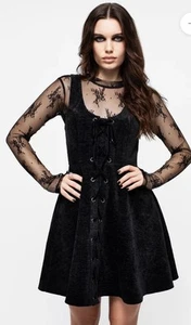 Vestido DISTURBIA Negro Valar Con Cordones 8 GÓTICO GÓTICO PRECIO DE VENTA SUGERIDO POR EL FABRICANTE 70 £ - Imagen 1 de 17