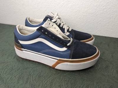 Vans Azul Negro Old Skool Apilado Empedrado Plataforma Zapatos Hombres 8.5/Mujeres 10 Foto 1 de 4