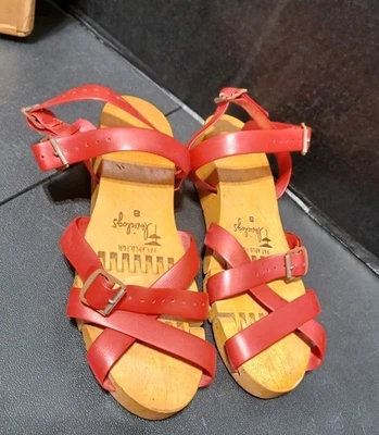 Sandalias Zapatos FLEXICLOGS Rojo Años 50 De Colección Talla 8 Con Caja Original Foto 1 de 4